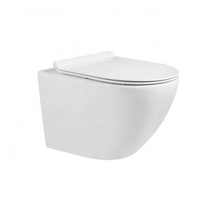 Wholesale american white ceramic washdown flush wc rimless square one piece wall hung toilet bowl