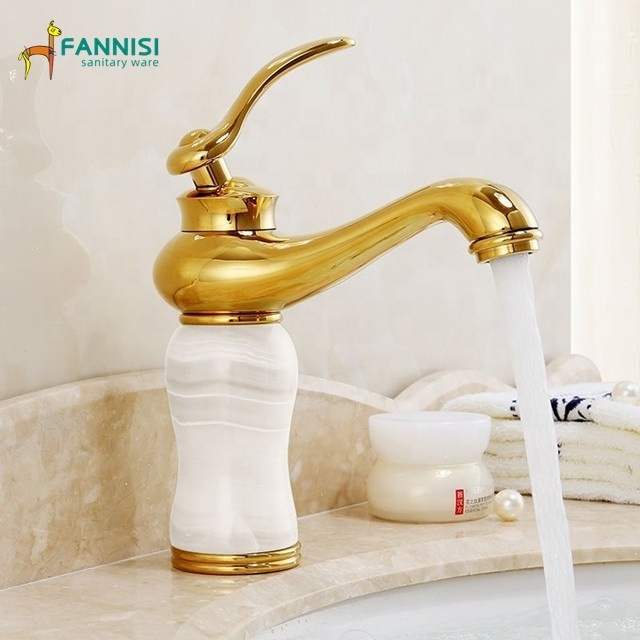 Luxury manufacturer bathroom gold wash basin faucet hot and cold water tap single handle bathroom basin faucet