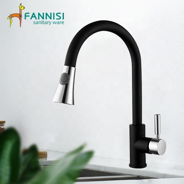 Wholesale black kitchen accessories single cold flexible spray black kitchen faucet