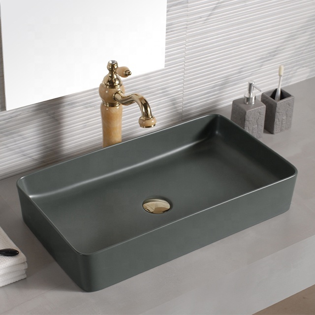 Modern hotel rectangular washbasin countertop ceramic tabletop lavabo marble art hand wash basin marble bathroom sink