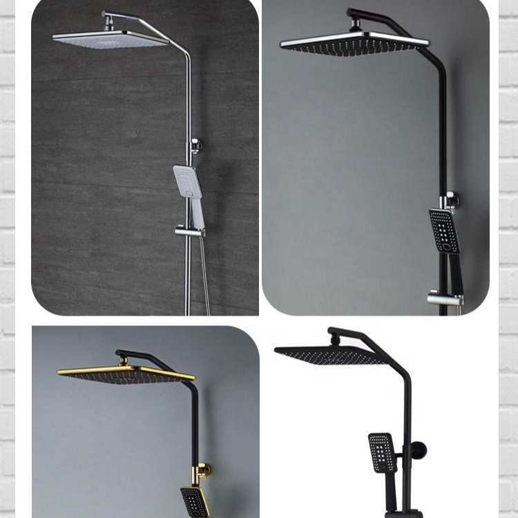 Wall type shower set system matte black and gold silver chrome shower mixer faucet for bathroom