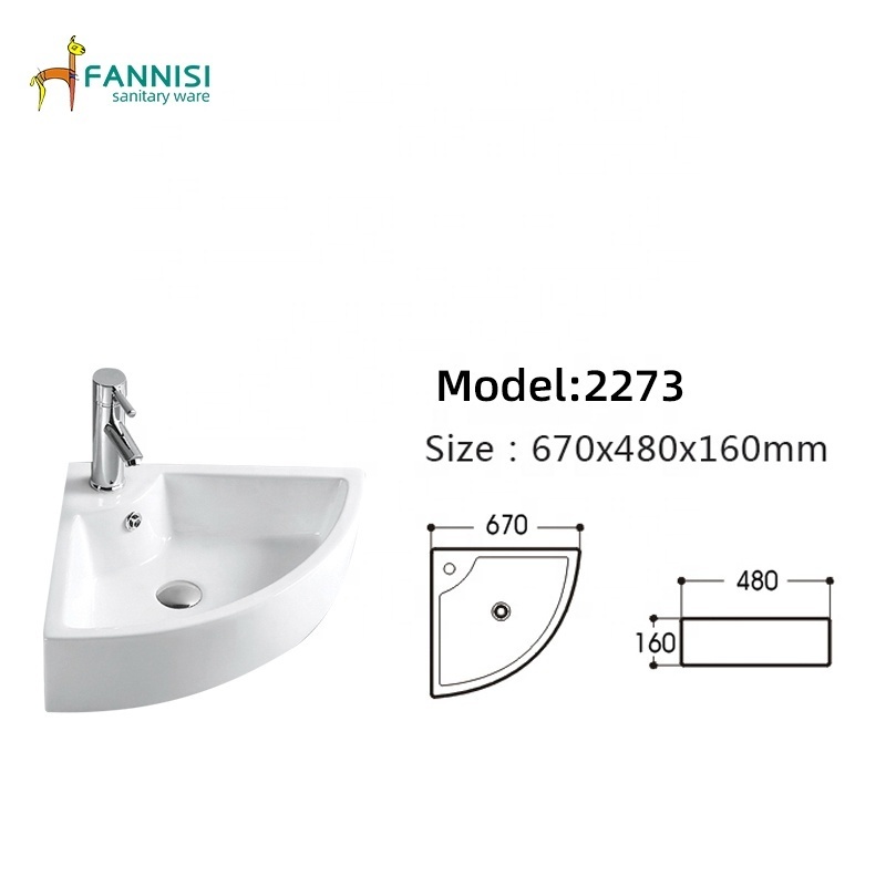 Balcony Bathroom Small Apartment Countertop Triangular Ceramic Face Basin Corner Wash Basin