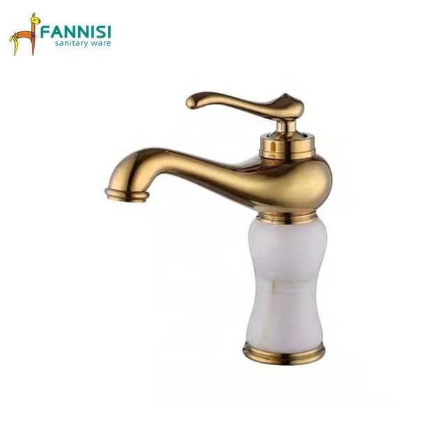 Luxury manufacturer bathroom gold wash basin faucet hot and cold water tap single handle bathroom basin faucet