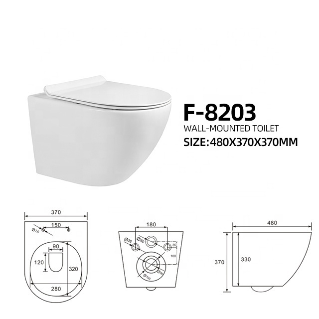 Wholesale american white ceramic washdown flush wc rimless square one piece wall hung toilet bowl