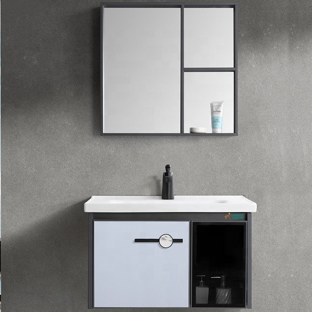 Bathroom furniture wall mounted bathroom cabinet storage rack with ceramic sink