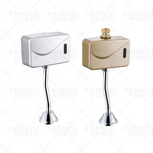 Gold Top and Back Spud Stainless Steel DC Touchless Wall Hung Infrared Toilet Auto Flush Urinal Sensor Flusher for Public WC