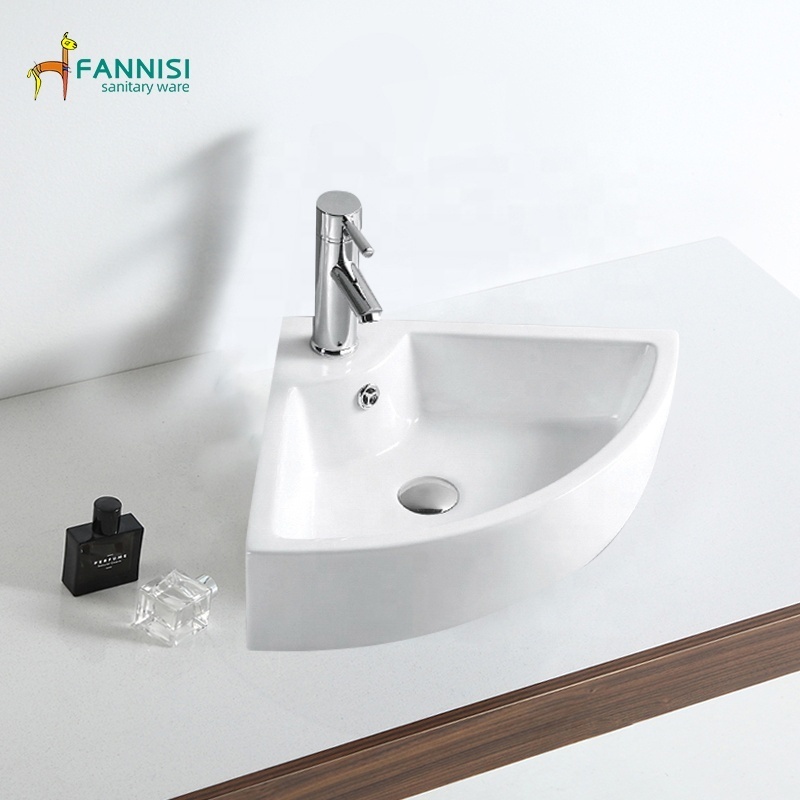 Balcony Bathroom Small Apartment Countertop Triangular Ceramic Face Basin Corner Wash Basin