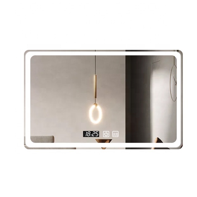 Water proof one color Led light mirror anti-fog bathroom smart mirror without aluminum frame