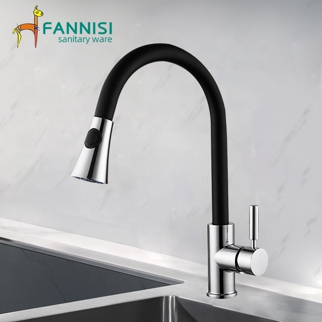 Wholesale black kitchen accessories single cold flexible spray black kitchen faucet