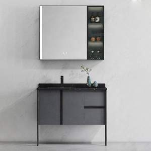 Factory directly modern hotel hanging waterproof mirror wash basin vanity pvc bathroom cabinet