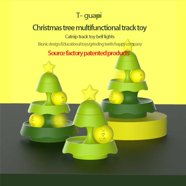 Christmas tree catnip toy track ball grinding teeth cleaning teeth Light up supplies Rotary toy supplies