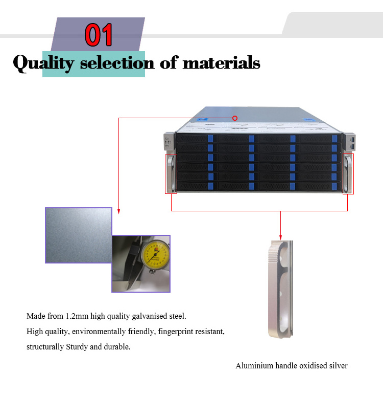 IPFS 24 bay nas server case for network storage hotswappable 19 inch industrial 4u pc chassis with 3.5