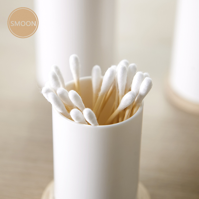 Creative House household portable small white toothpick box plastic toothpick holder with bamboo cover