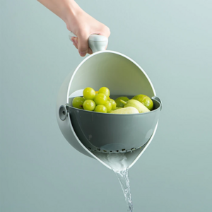 Creative Design double layers Vegetable Fruit Washing Bowl for Kitchen Plastic Multifunctional Drain Basket With Handle