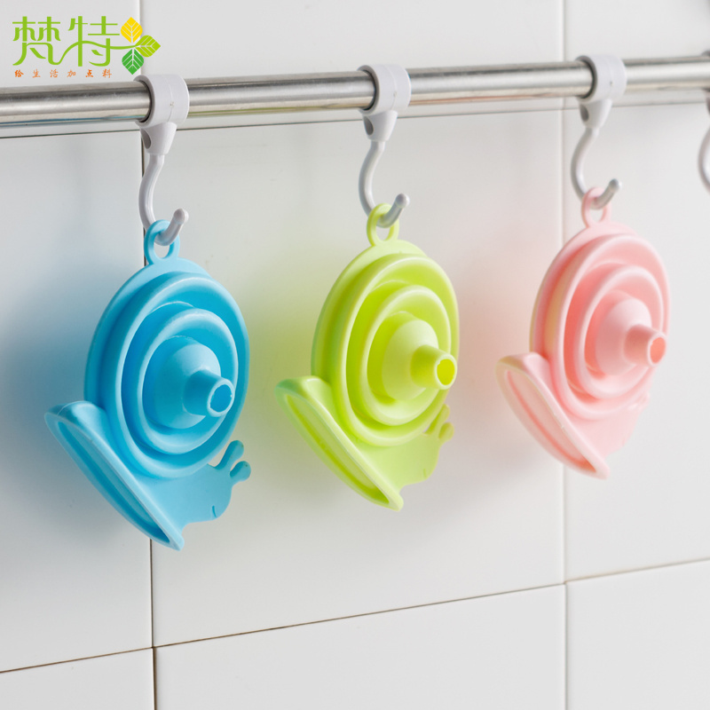 Round snail design cute foldable collapsible silicone funnel cooking funnel collapsible silicone funnel