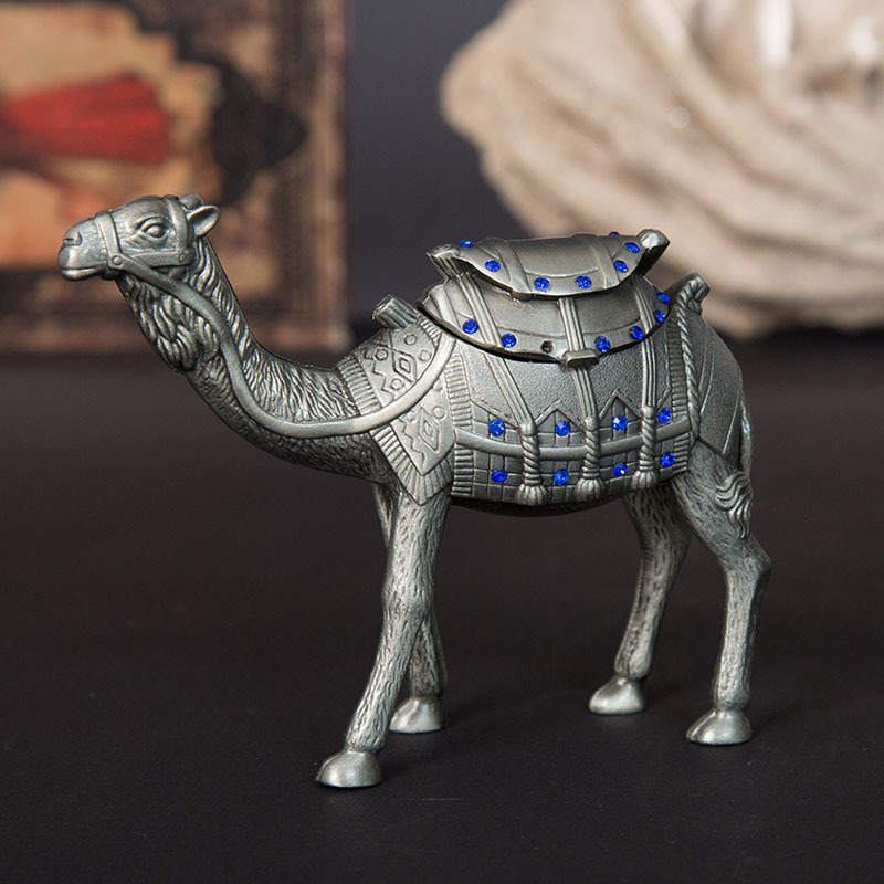 Pewter metal camel bejewelled ring necklace trinket jewelry box for new year gifts