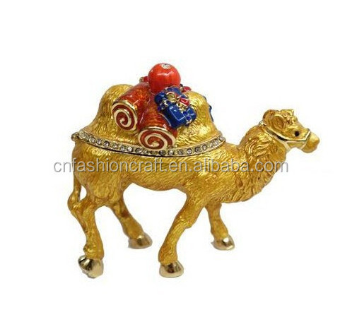 Camel trinket jewelry box yiwu wholesale metal rhinestone golden