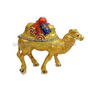 Camel trinket jewelry box yiwu wholesale metal rhinestone golden