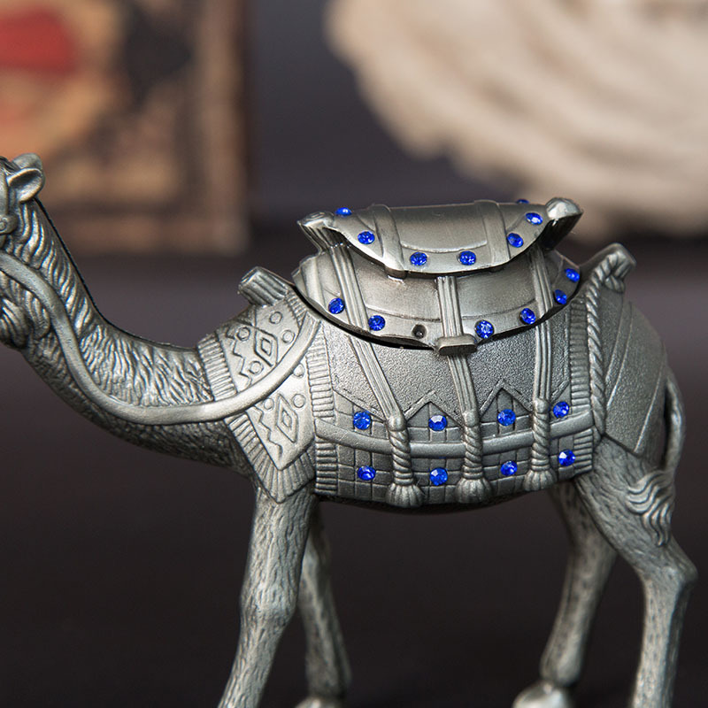 Pewter metal camel bejewelled ring necklace trinket jewelry box for new year gifts