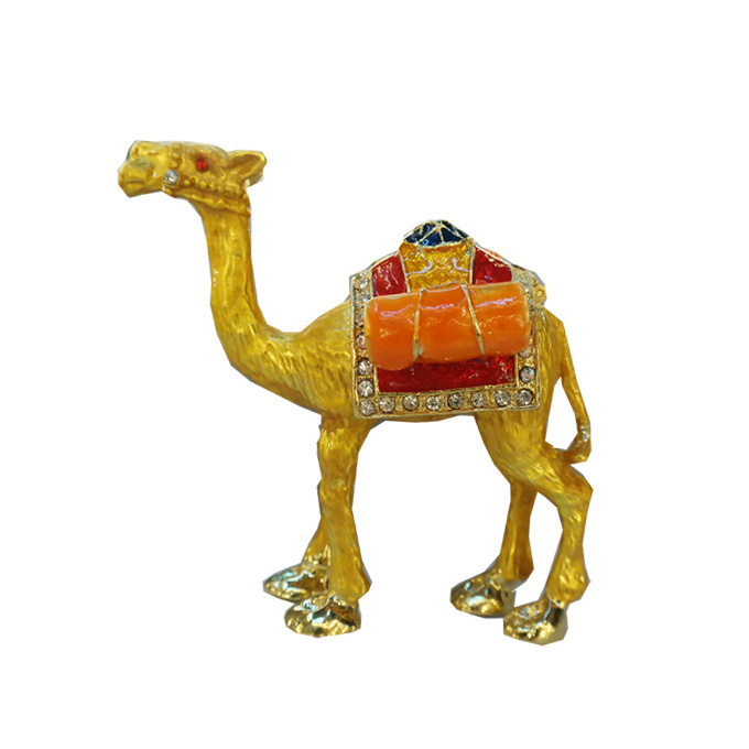 Arab Man and camel Bejewelled Pewter Alloy Rhinestone Animal trinket box