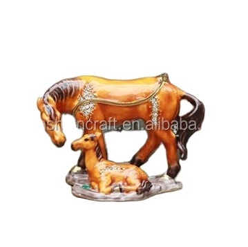 Horse (Mare)nuzzling foal trinket jewelry box wholesale