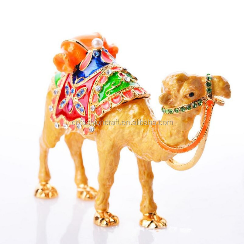 Trinket Boxes Ornament Crystals Hand-painted Patterns Hinged Jewelry Box Collectible camel