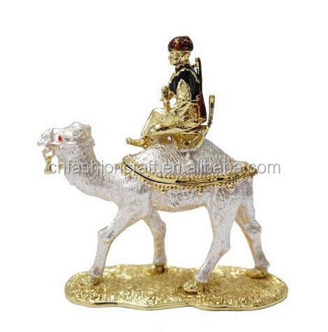 Camel trinket jewelry box yiwu wholesale metal rhinestone golden