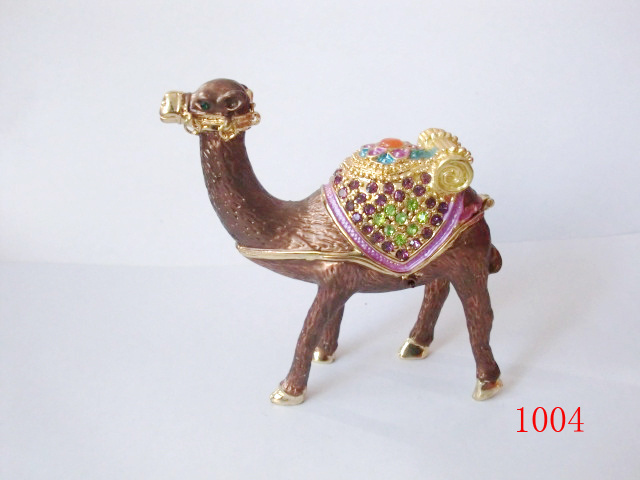 Camel trinket jewelry box yiwu wholesale metal rhinestone golden