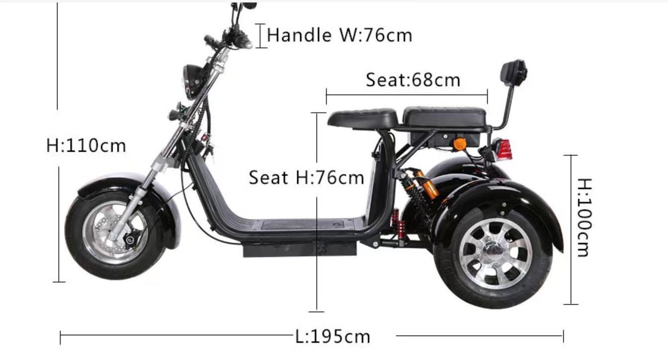 2024 Eu Warehouse Free Shipping 2000W 100Km Long Range Electric City Coco Golf Cart 3 Wheel Tricycle Electric Citycoco Scooter