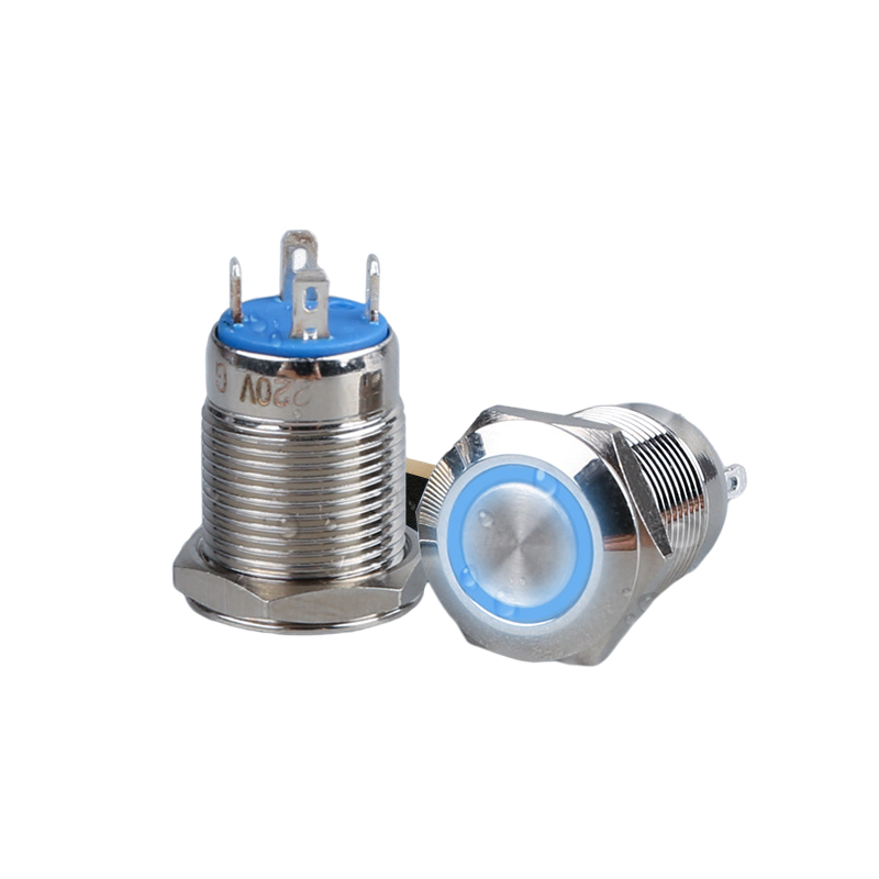 12mm  Waterproof self locking type  metal push button switch LED with Ring light push button switch