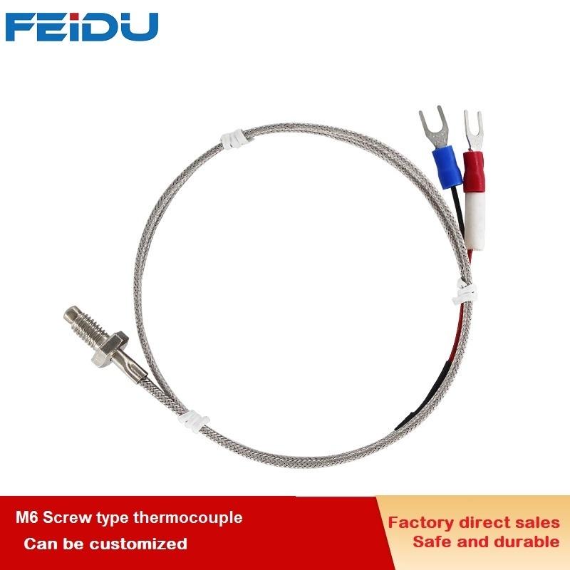 K E Type M6 screw thermocouple shielding wire  thermocouple temperature probe