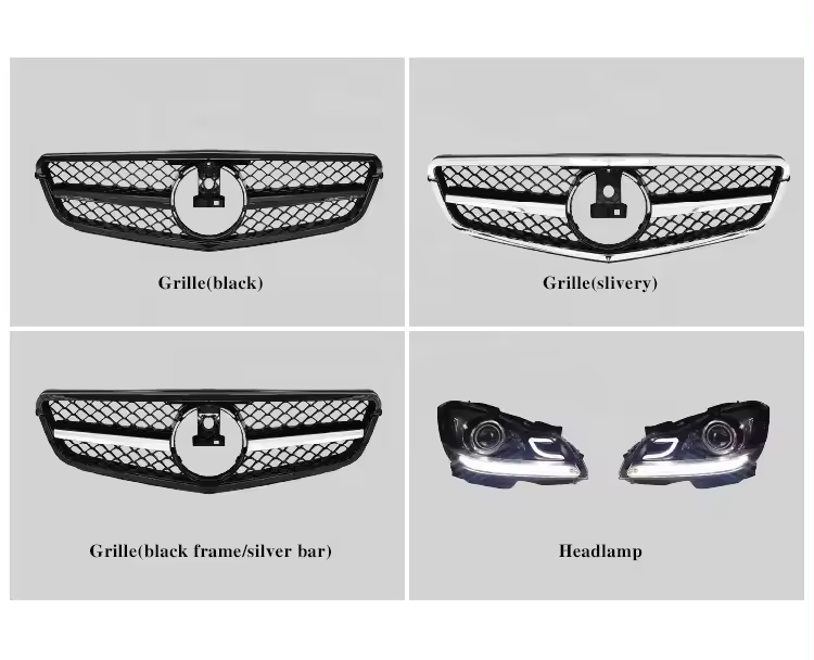 Upgrade to C63 AMG Facelift Bodykit grille bumper set for Mercedes Benz C Class W204 2008-2014 body kit headlight