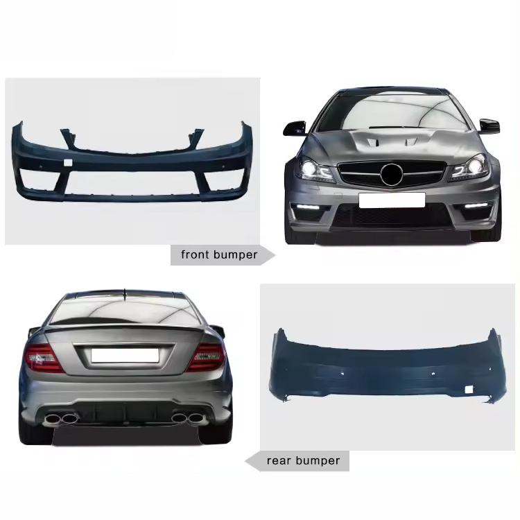 Upgrade to C63 AMG Facelift Bodykit grille bumper set for Mercedes Benz C Class W204 2008-2014 body kit headlight