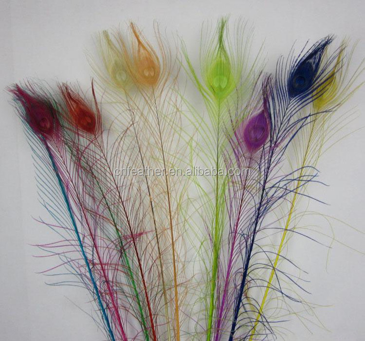 Best Sale Blenching and dyed Natural long beautiful Peacock Tail Feathers For Decoration