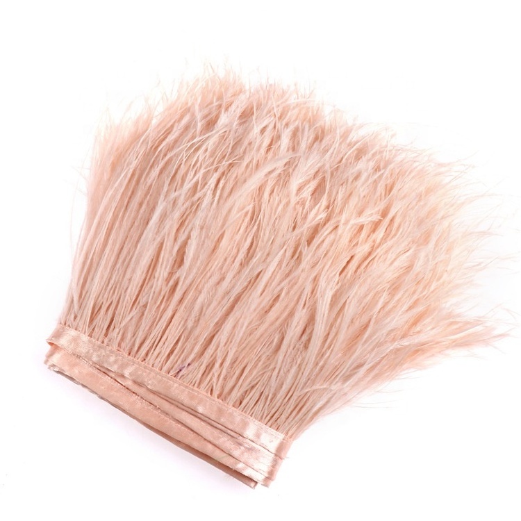 Cheap sale beautiful Champagne Ostrich Feather Fringe Trim for dress