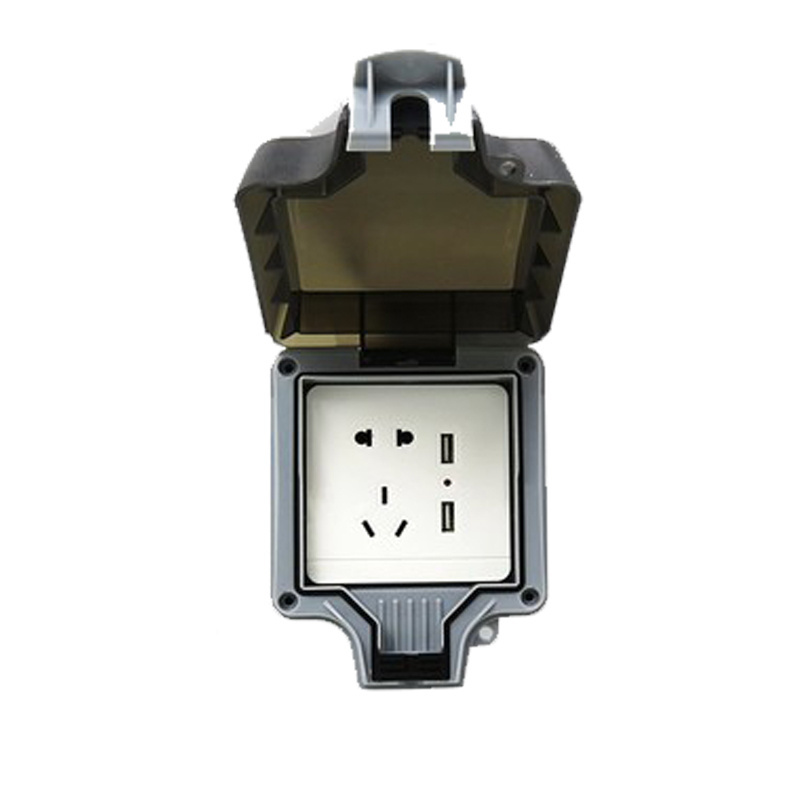 Waterproof switch Socket Box IP66 Electrical Weatherproof Outdoor Switched power Double Socket Plug Cover