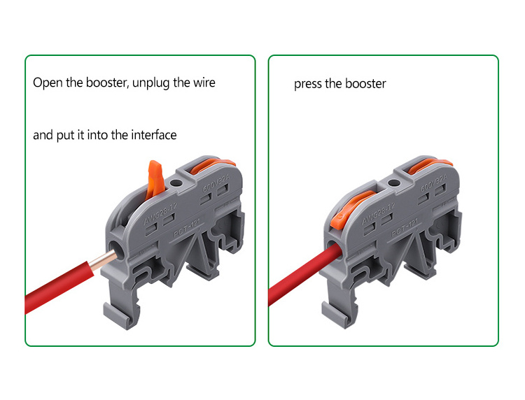 Terminal Block Screwless Electrical Cable Connector SPL-2-1 Rail Mounted Replace UK Series DIN Spring Power Male Wire Connector