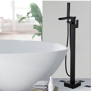 Brass Hid Free Standing Bath Shower Mixer upc floor stand Tub Filler Shower Mixer Freestanding Bathtub Faucet