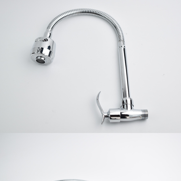 Wall-mounted zinc alloy single cooling flexible kitchen sink faucet nozzle outlet OEM flexible steel pipe sold well in Southeast