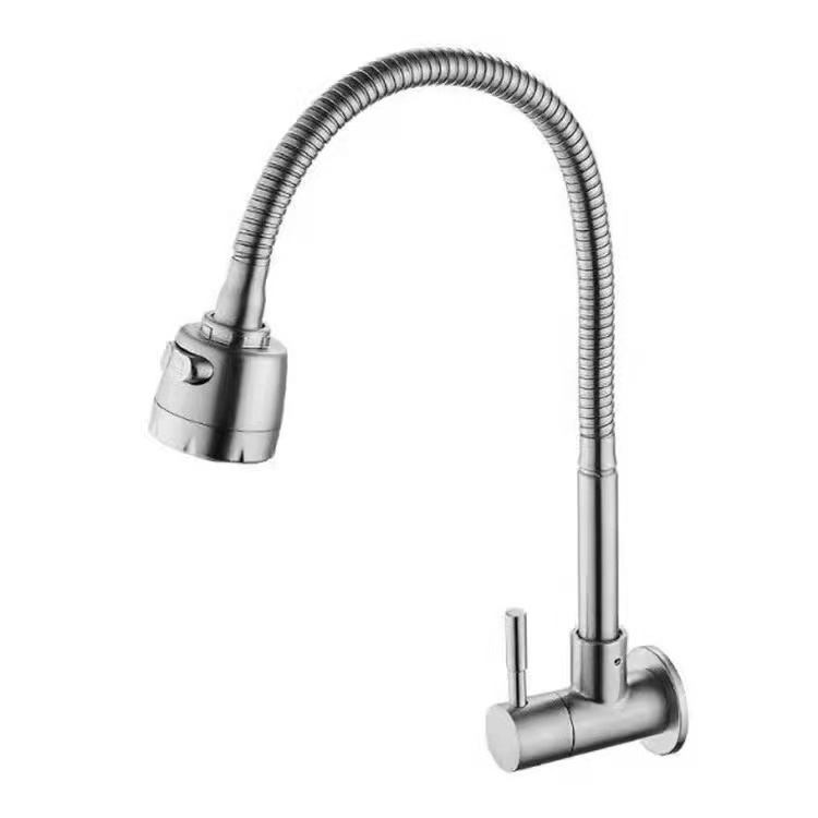 OEM Kitchen sink faucet Single hole single handle Cold water pull out faucet Wall mounted zinc body stainless steel kitchen fauc