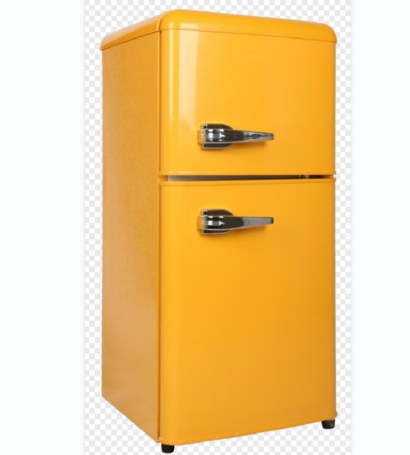 112L Two Door Electric Upright  Upper Freezer and Bottom Fridge Retro Fridge with Handle