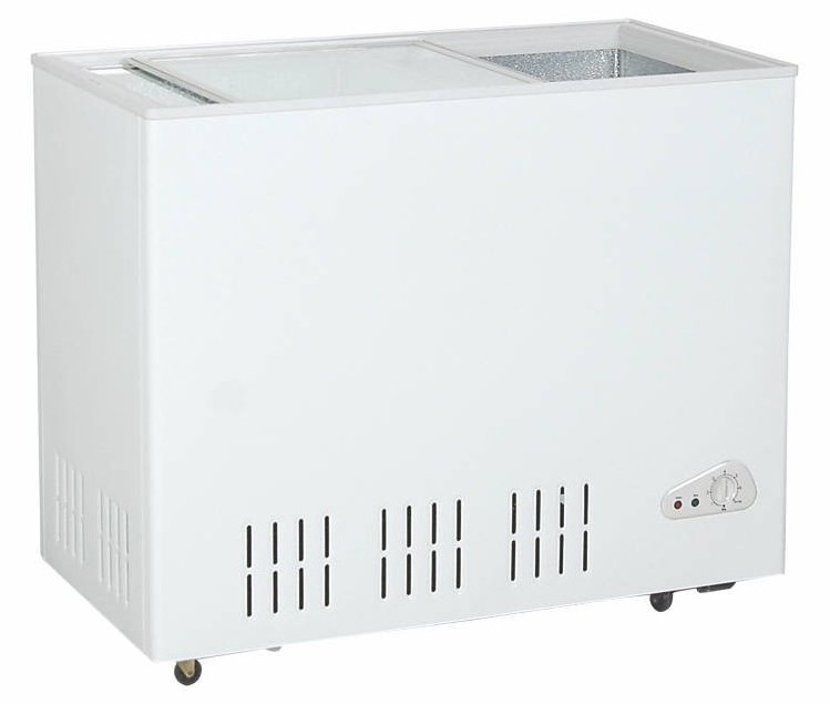 Manufactory Large capacity Top open glass door deep refrigerator chest Freezer with lock LED light refrigerator