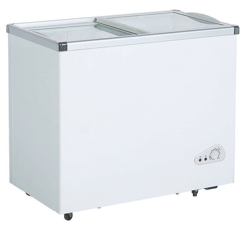 Manufactory Large capacity Top open glass door deep refrigerator chest Freezer with lock LED light refrigerator