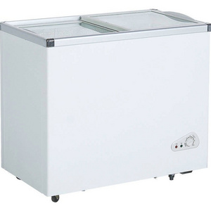 Manufactory Large capacity Top open glass door deep refrigerator chest Freezer with lock LED light refrigerator