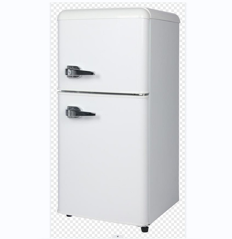 112L Two Door Electric Upright  Upper Freezer and Bottom Fridge Retro Fridge with Handle