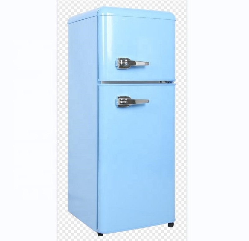 156L Retro Two Door Electric Upright Bottom Freezer  Fridge with Handle