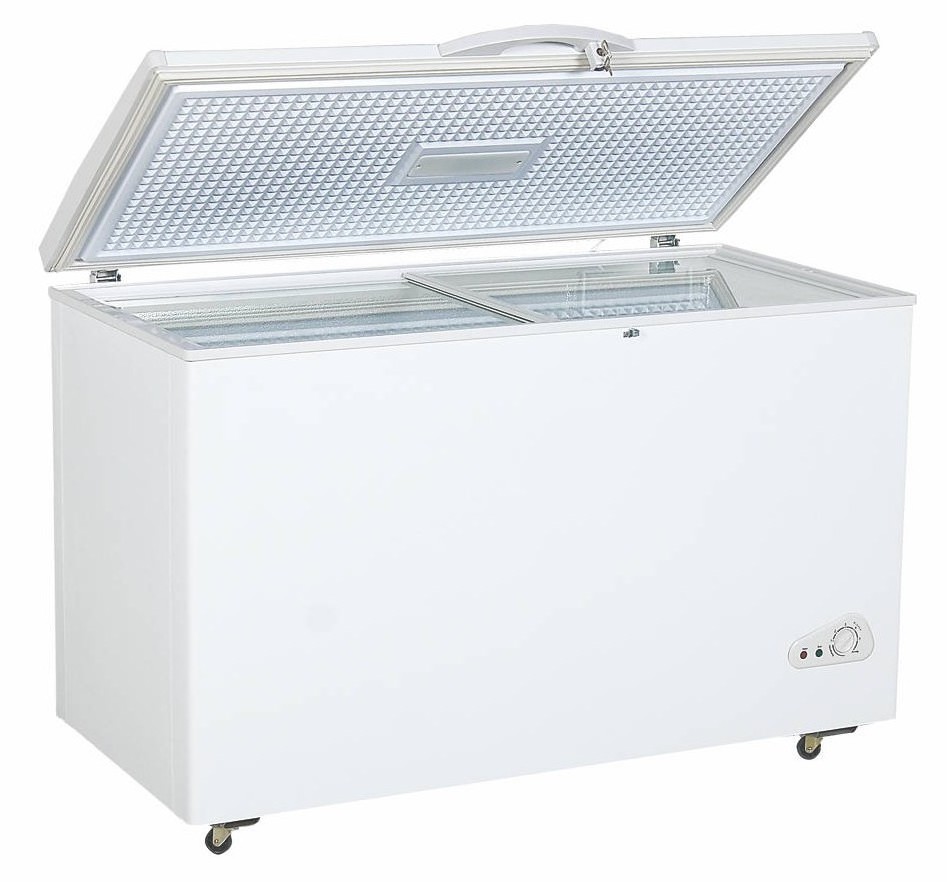 400L top open thick foaming door deep horizontal freezer whole sale chest freezer