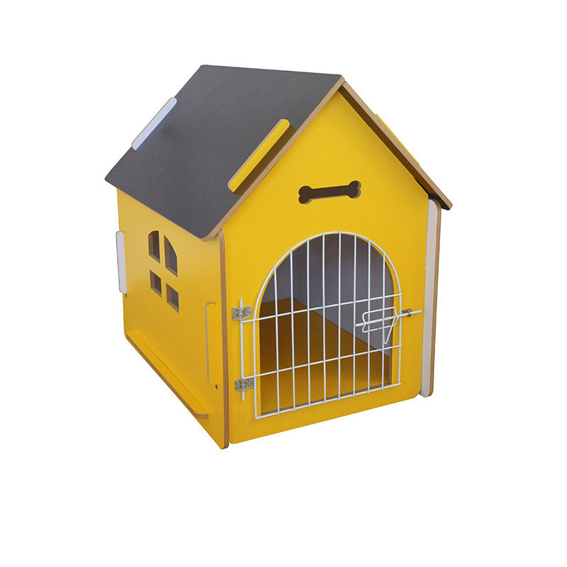 solid wood Dog House Indoor,Dog Kennel with Iron Door, Handy Carry and Feet Lift Dog Crate for Dogs and Cats