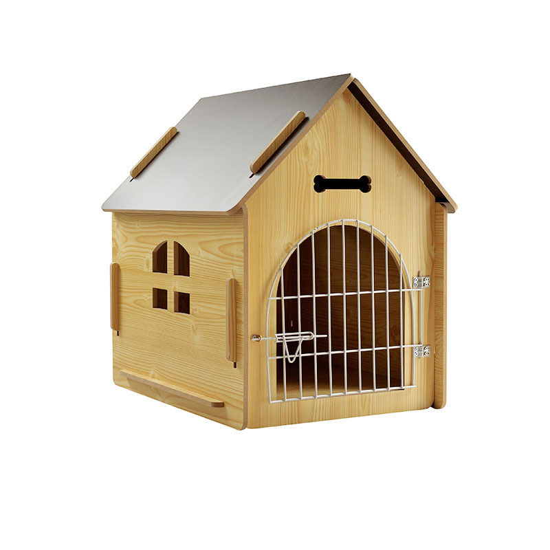 solid wood Dog House Indoor,Dog Kennel with Iron Door, Handy Carry and Feet Lift Dog Crate for Dogs and Cats