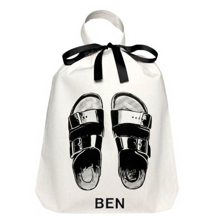 Wholesale custom logo cotton drawstring travel shoe bags